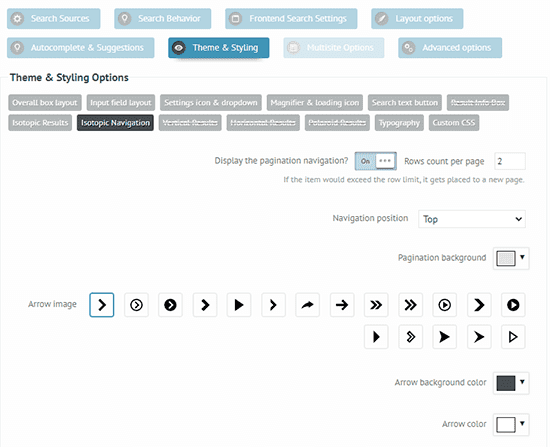 Isotopic results options for Ajax Search Pro for WordPress